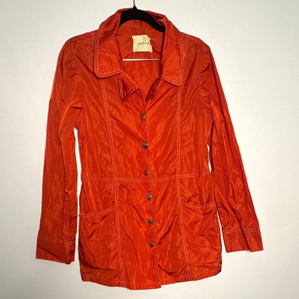 Paloma Wool Women's S Orange Collared Button Front Mid-Length Jacket Pockets